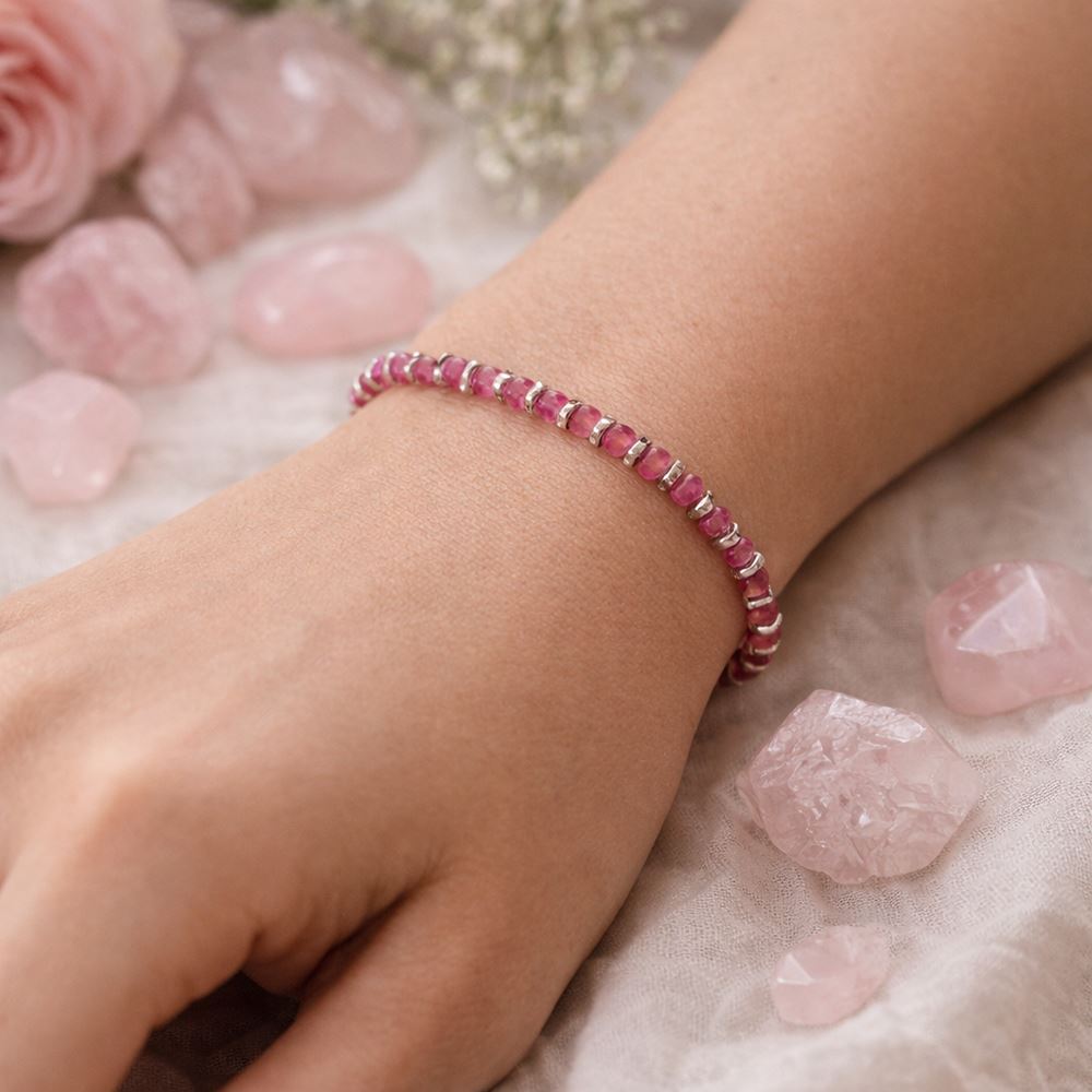 Silver Plated Stretch Bracelet with Gemstones - image 7