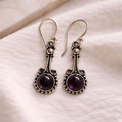 Silver-Plated Hanging Earwire Earrings (#03), 3x1cm