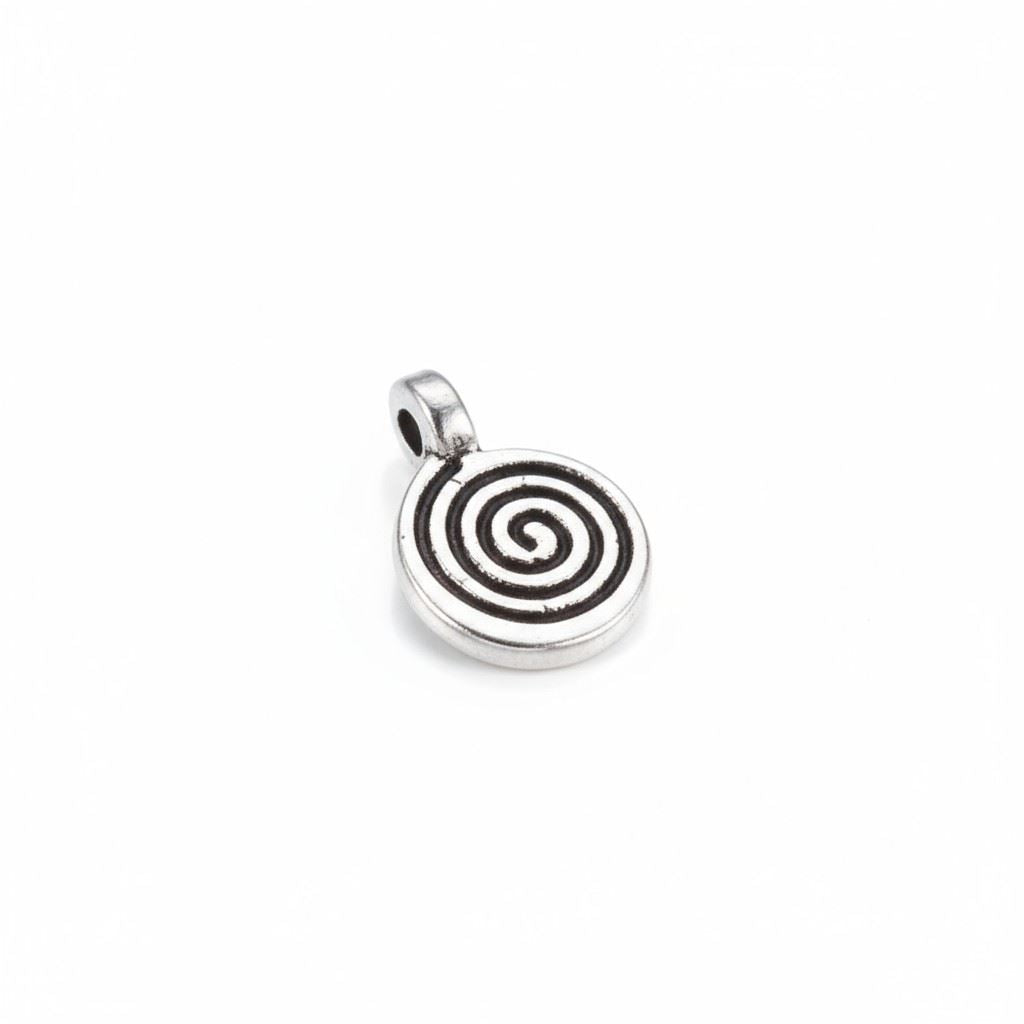 Alloy Charm, Spiral, Antique Silver, Approx. 1.1x0.8cm, Pack of 50