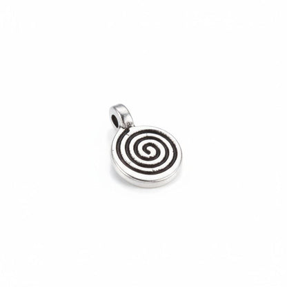 Alloy Charm, Spiral, Antique Silver, Approx. 1.1x0.8cm, Pack of 50