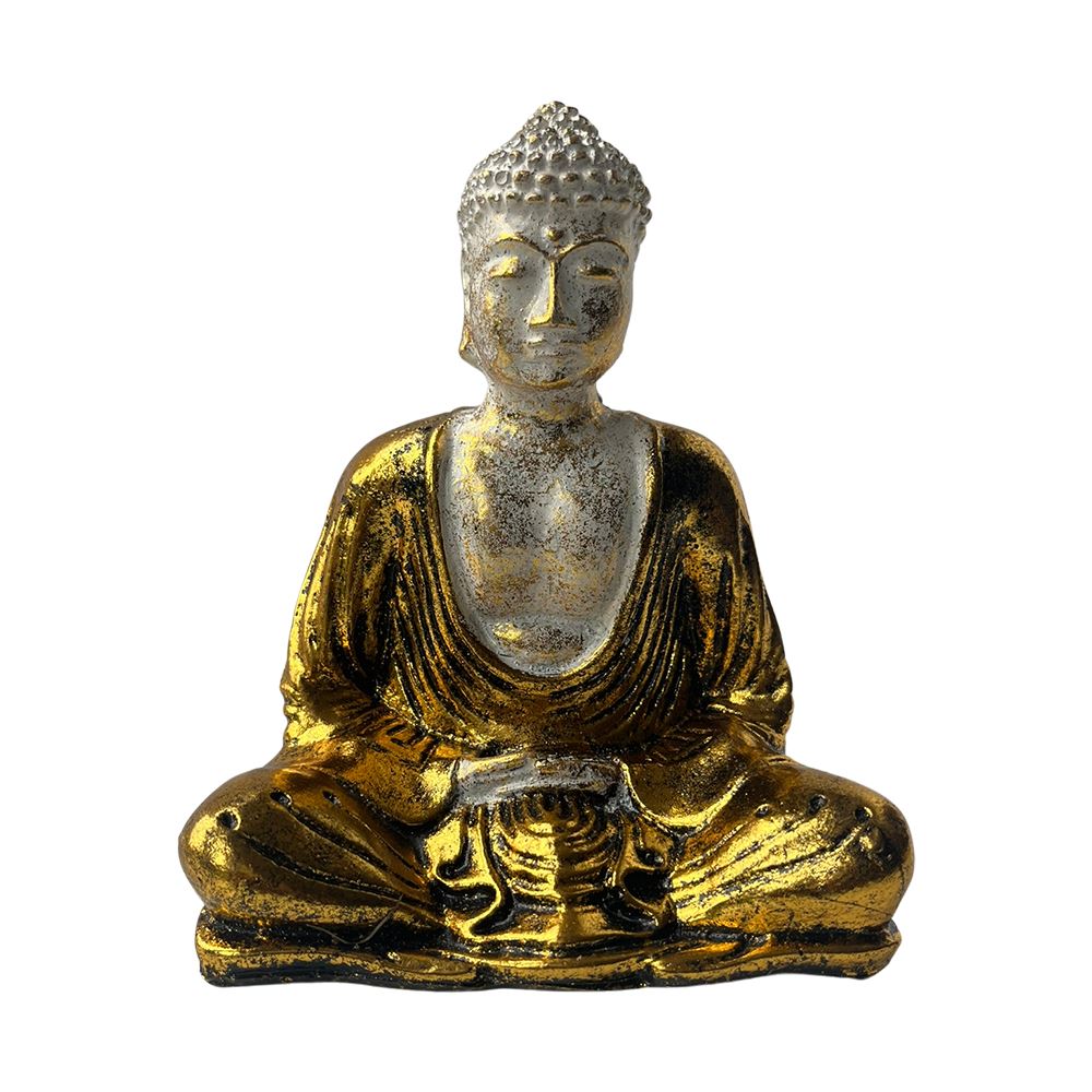 Gold and White Sitting Buddha, 14cm