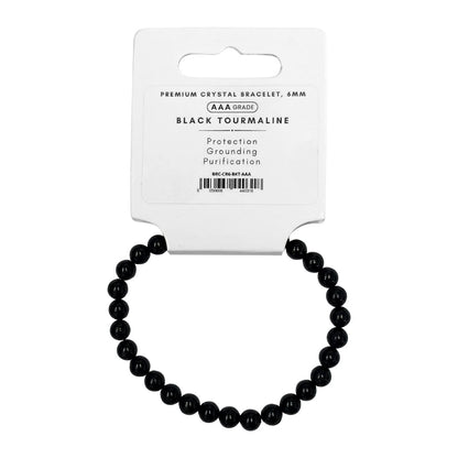 AAA Crystal Bracelet, 6mm, Black Tourmaline