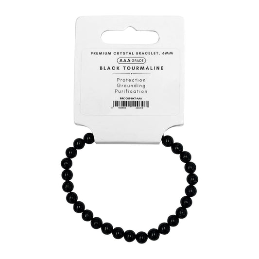 AAA Crystal Bracelet, 6mm, Black Tourmaline