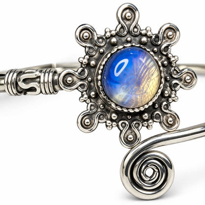 Silver Plated Adjustable Sunburst Spiral Cuff Bangle - image 6
