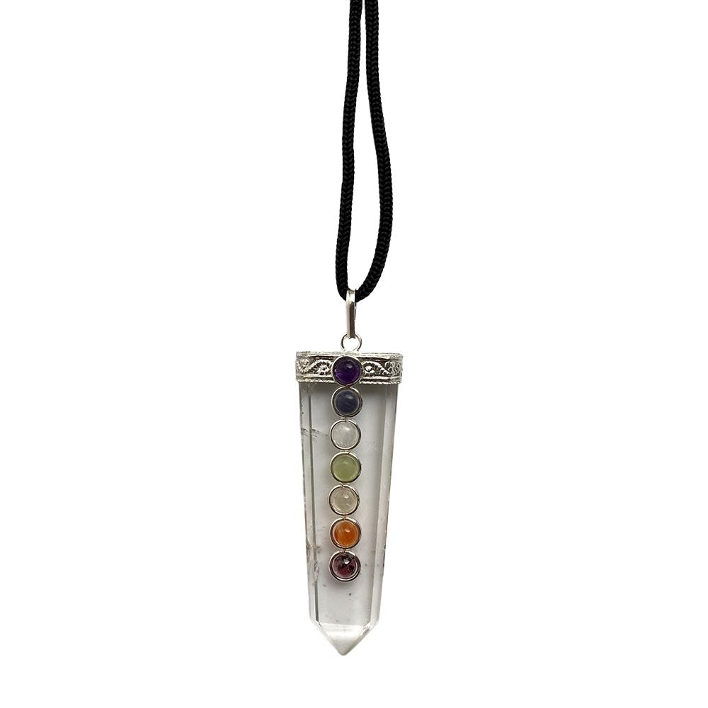 7 Chakra Flat Pendant, Black String, 5x1.5cm - image 10