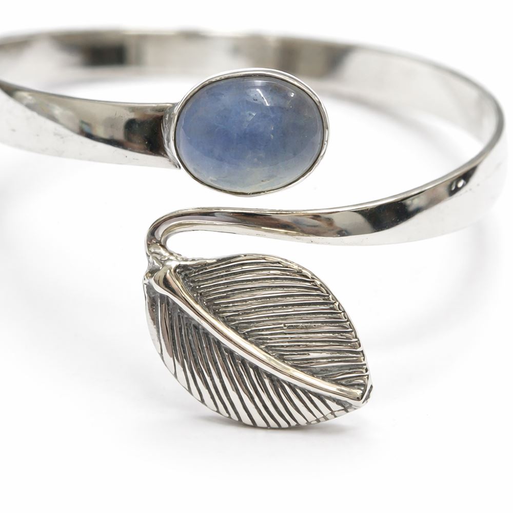 Silver-Plated Adjustable Leaf Cuff Bangle - image 7