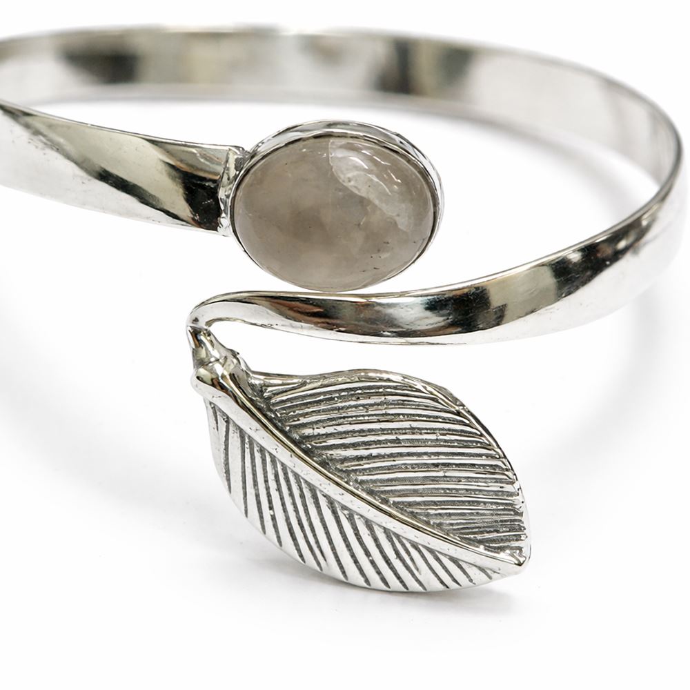 Silver-Plated Adjustable Leaf Cuff Bangle - image 3