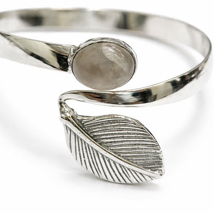 Silver-Plated Adjustable Leaf Cuff Bangle - image 3