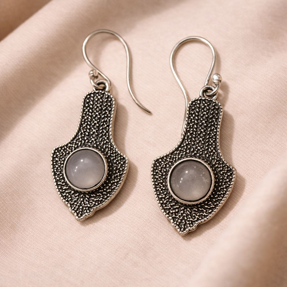 Silver-Plated Hanging Earwire Earrings (#07), 3x1.5cm