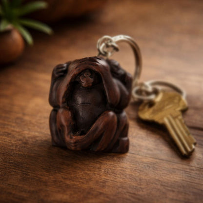 Wooden Keychain, Three Wise Monkeys, Assorted Design