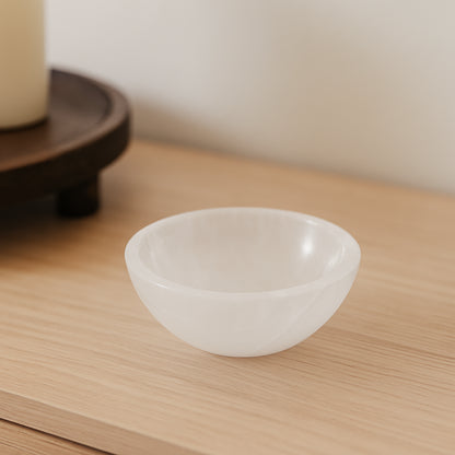 Selenite Bowl, Round, 10x3cm