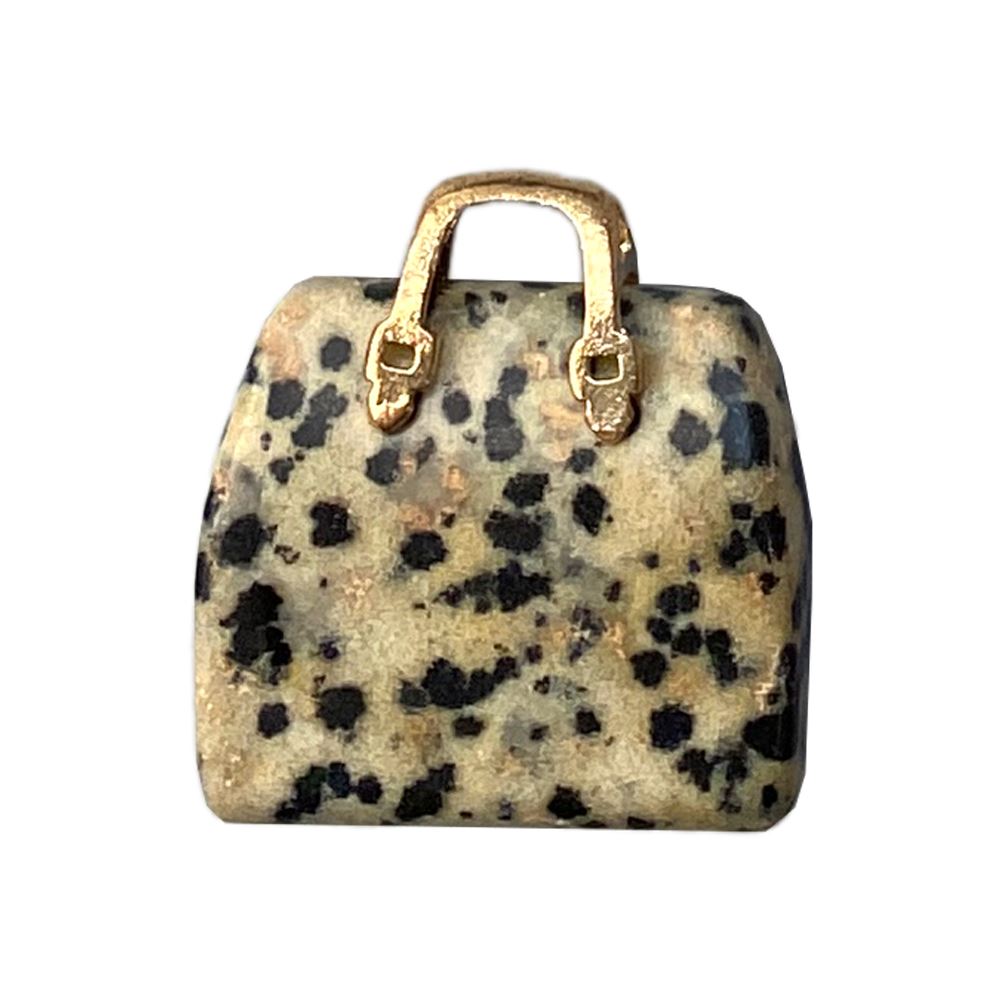 Mini Crystal Handbags, 2-2.5cm, Dalmatian Jasper