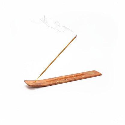 Wooden Incense Holder with Assorted Golden Designs, 25cm