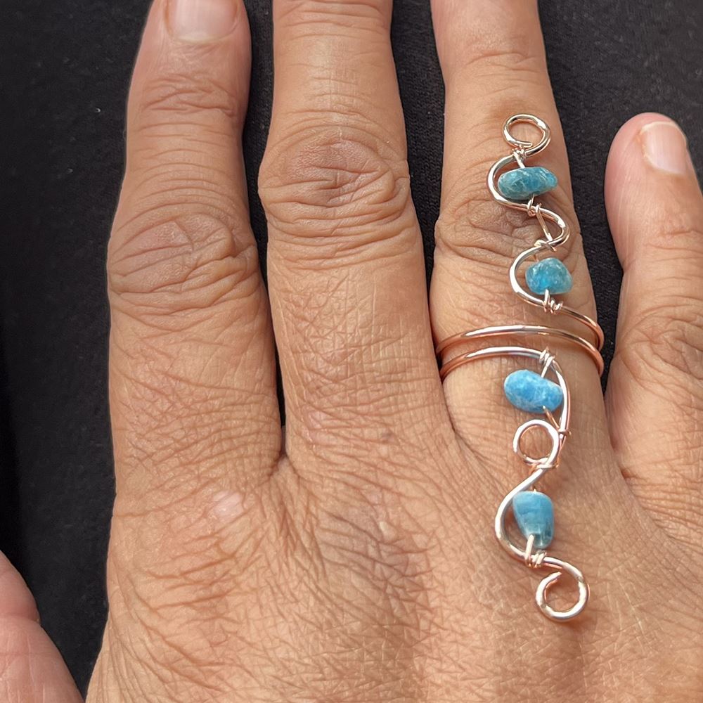 Wire-Wrapped Gemstone Chips Ring, Assorted