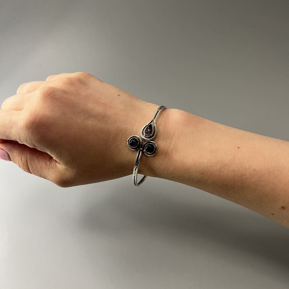 Silver Plated Adjustable Trinity Cuff Bangle - image 5