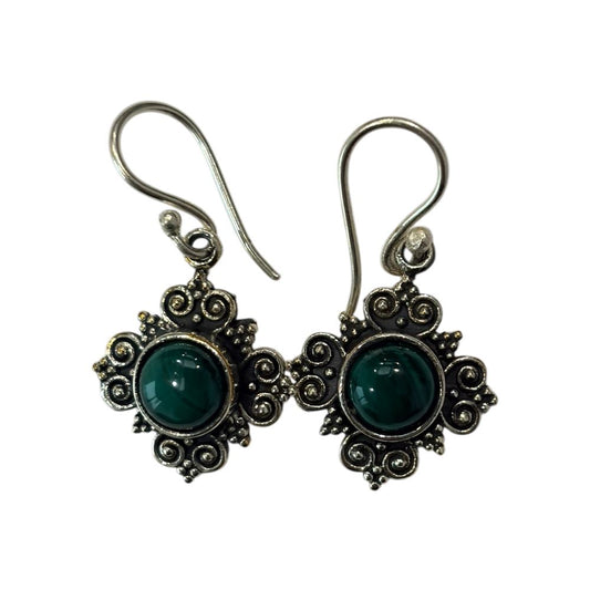 Silver-Plated Hanging Earwire Earrings (#04), 1x1cm