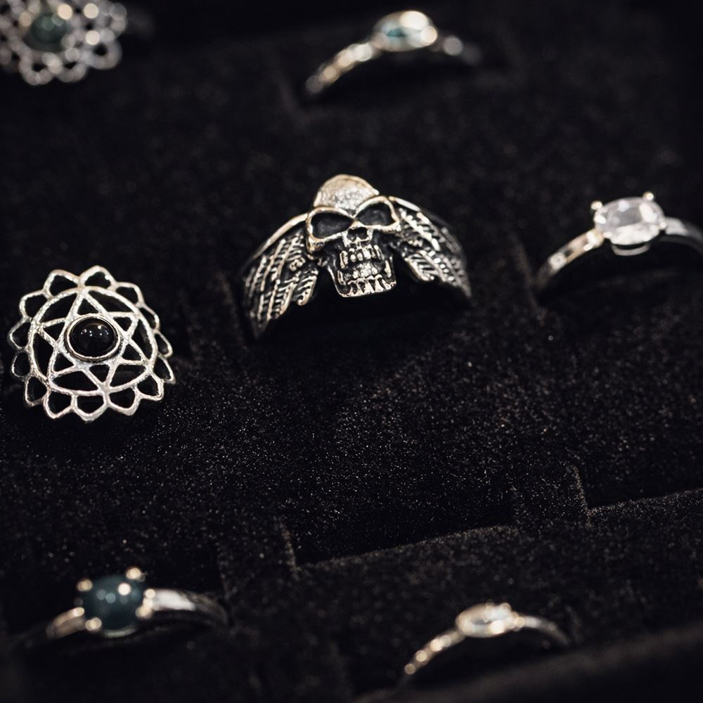 18 Silver-Plated Rings, Foam Display Tray