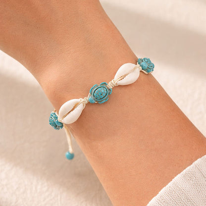 Cowrie Shell & Turquoise Turtle Bracelet