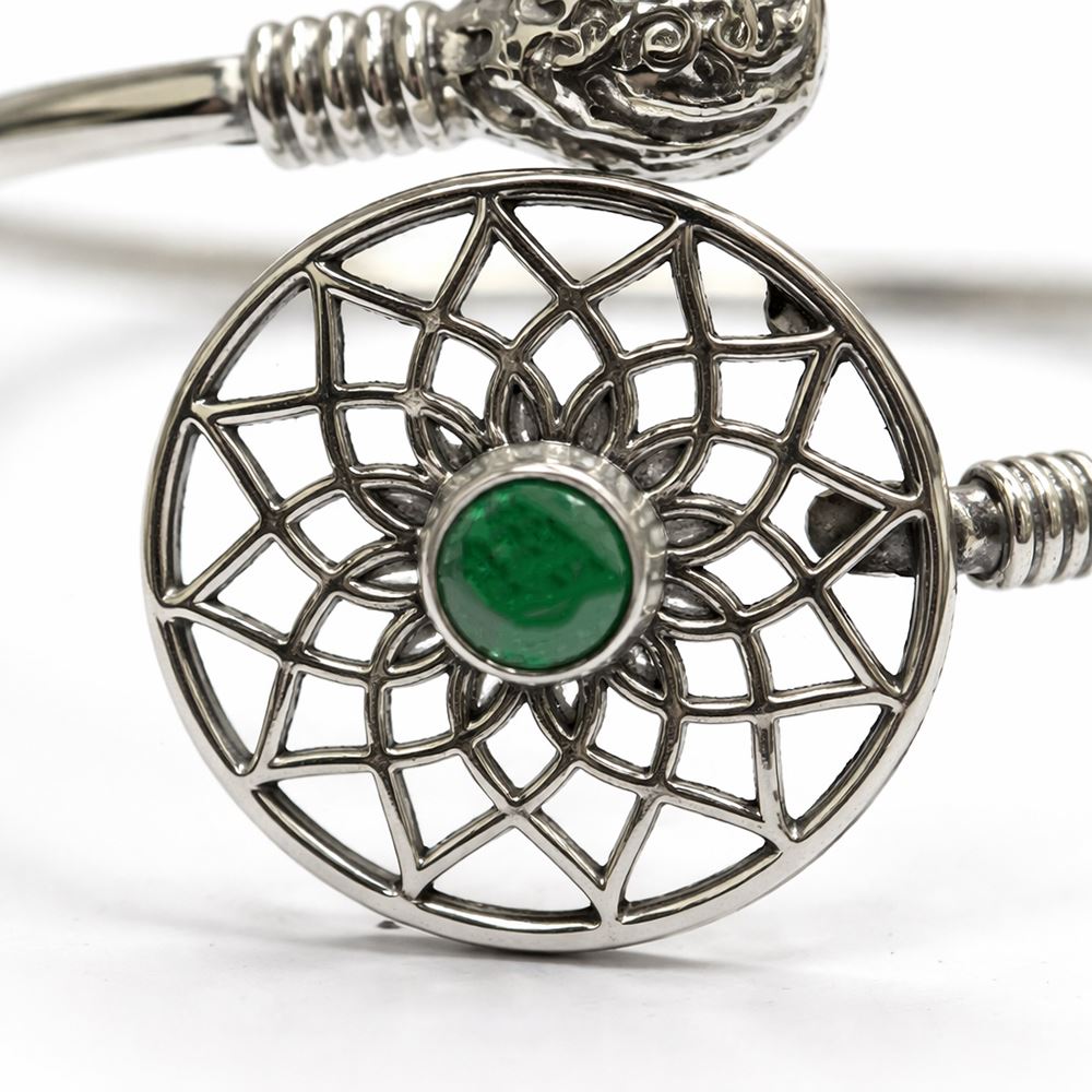 Silver-Plated Adjustable Dreamcatcher Cuff Bangle - image 8