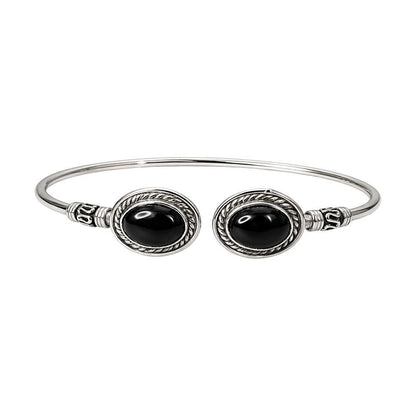 Silver-Plated Adjustable Boho Oval Cuff Bangle - Wholesale UK - Global 1st