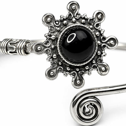 Silver Plated Adjustable Sunburst Spiral Cuff Bangle - image 9