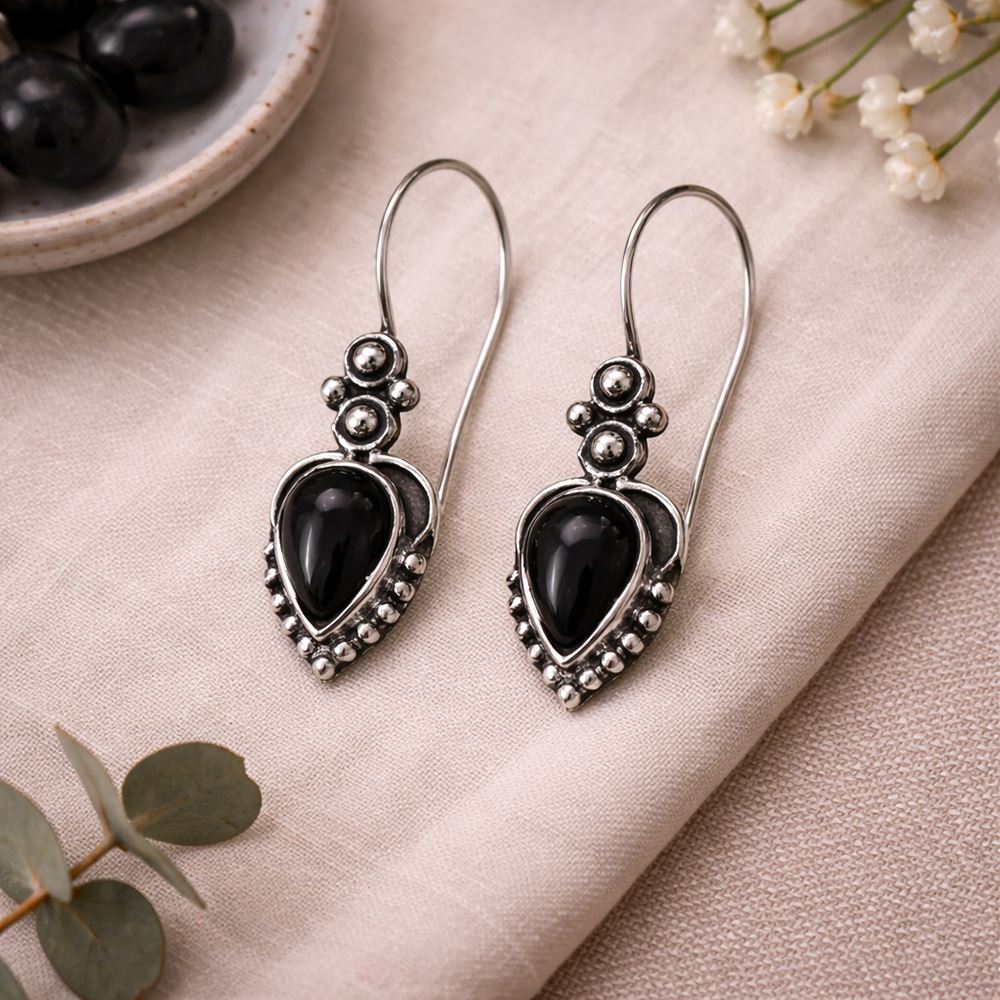 Silver-Plated Hanging Earwire Earrings (#05), 2x1cm