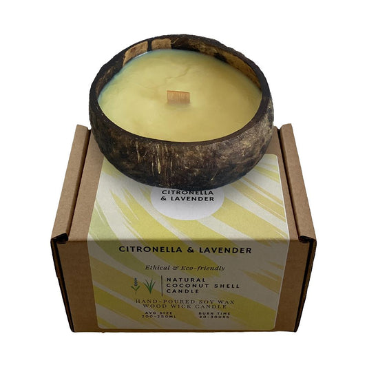 Coconut Shell Candle, Citronella & Lavender