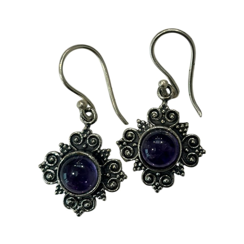 Silver-Plated Hanging Earwire Earrings (#04), 1x1cm