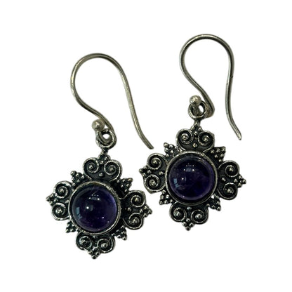 Silver-Plated Hanging Earwire Earrings (#04), 1x1cm