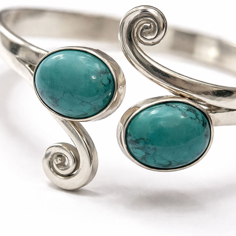 Silver-Plated Adjustable Oval Spiral Cuff Bangle - image 3
