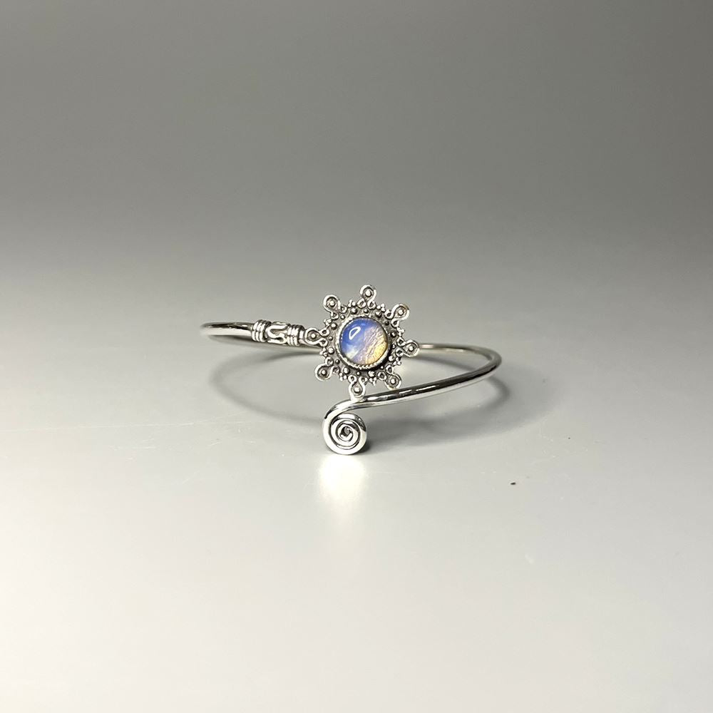 Silver Plated Adjustable Sunburst Spiral Cuff Bangle - image 7