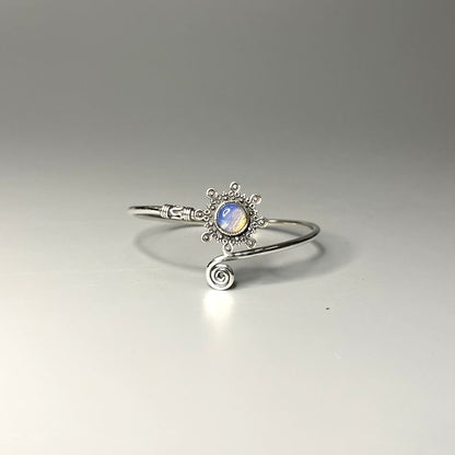 Silver Plated Adjustable Sunburst Spiral Cuff Bangle - image 7