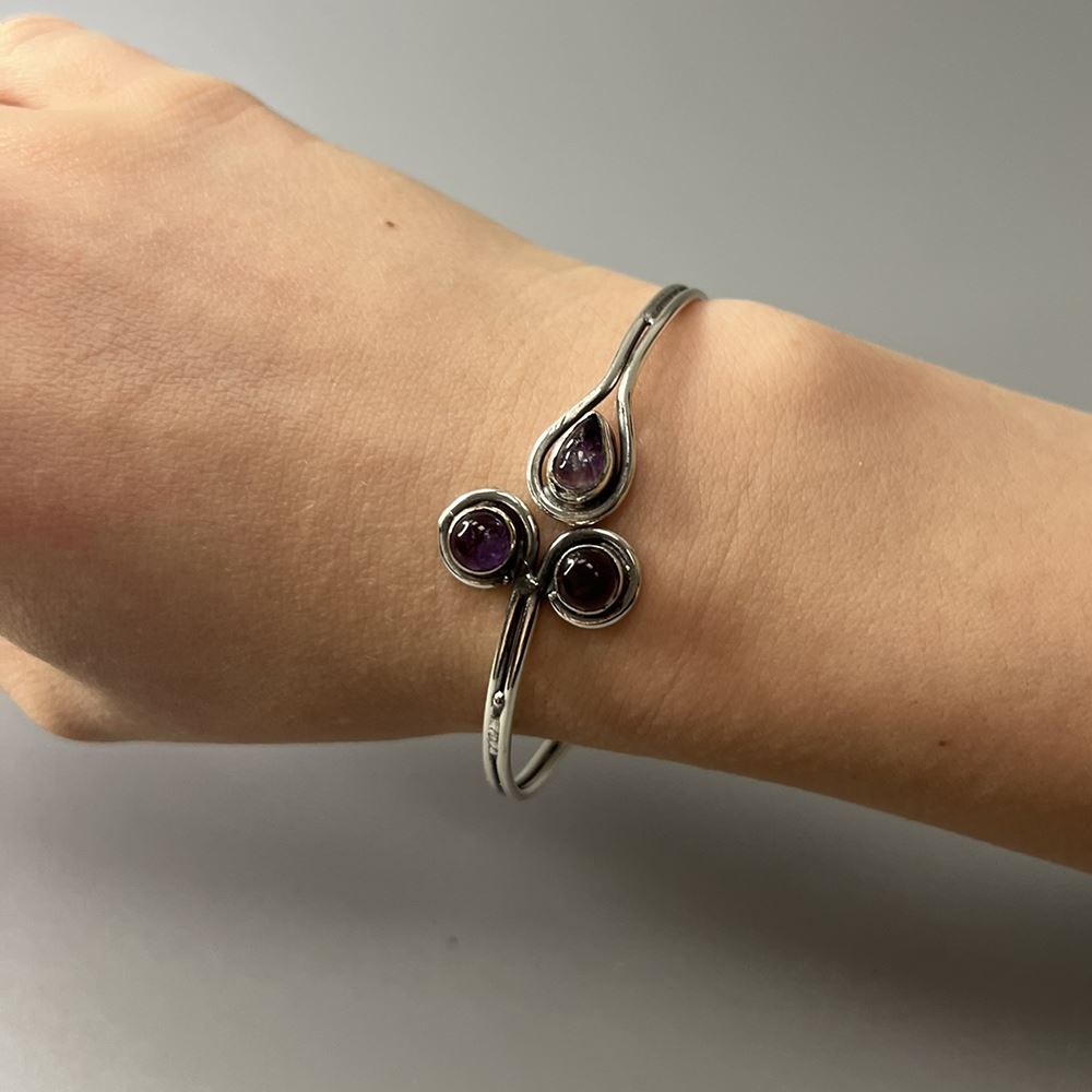 Silver Plated Adjustable Trinity Cuff Bangle - image 6
