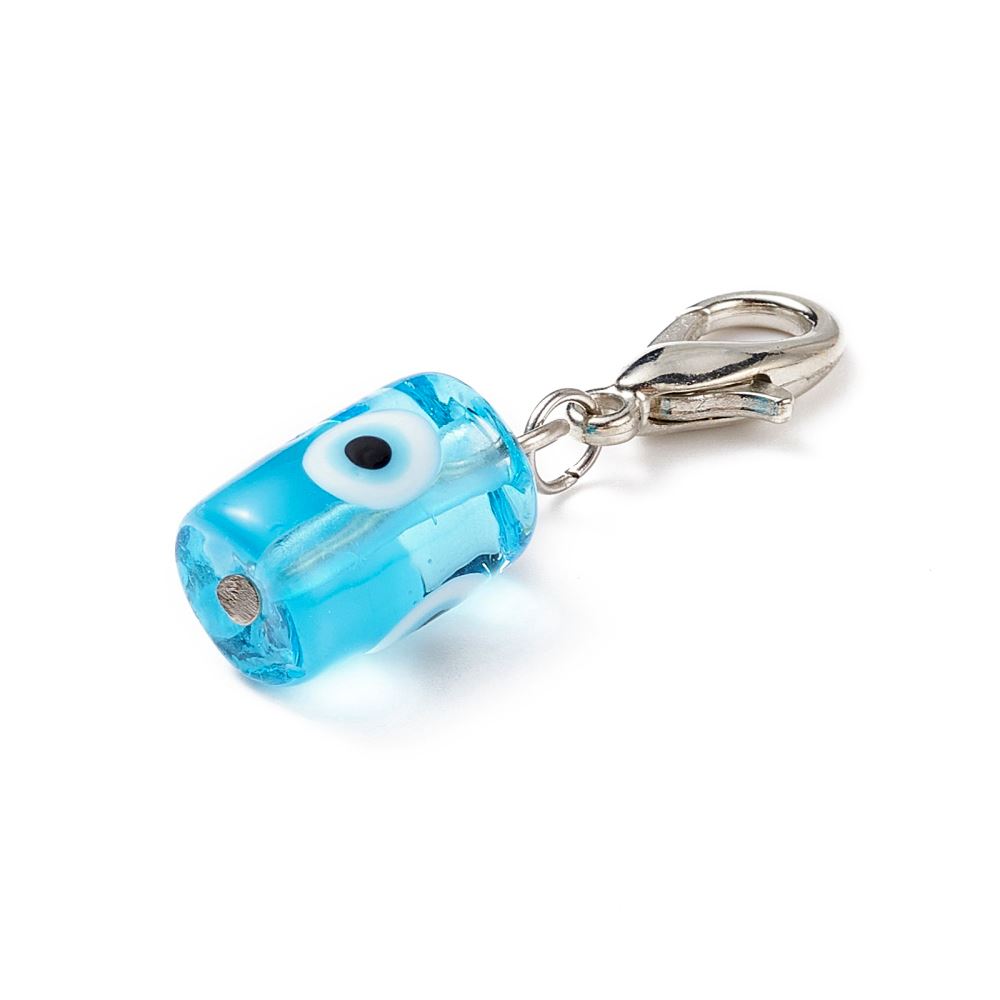 Evil Eye Lampwork Column Keychain, Assorted Colour