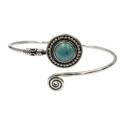 Silver-Plated Adjustable Boho Spiral Cuff Bangle - image 9