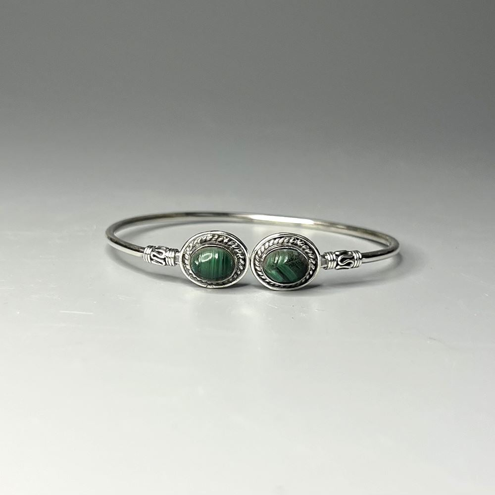 Silver-Plated Adjustable Boho Oval Cuff Bangle - image 4
