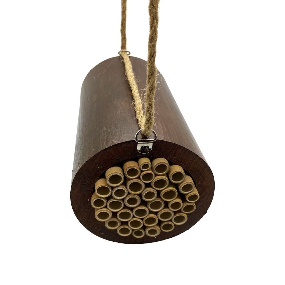 Bamboo Barrel Bee House, 15x9x9cm