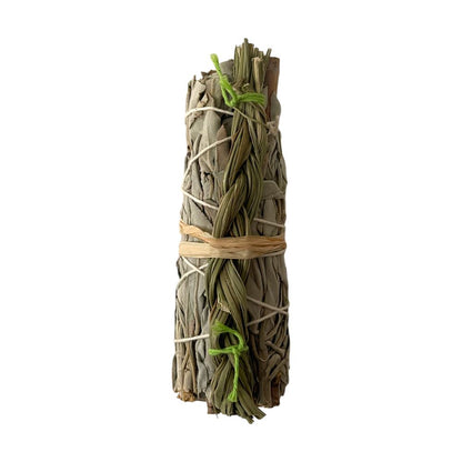 Smudge Stick, White Sage and Braided Sweet Grass 4"