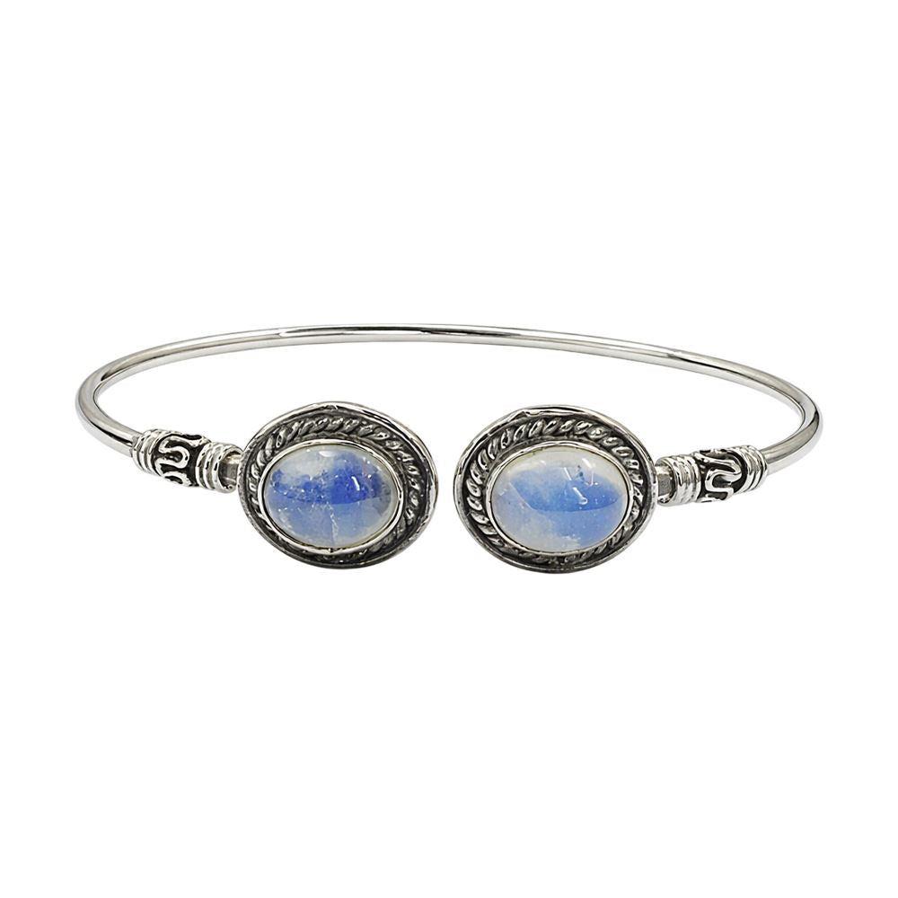 Silver-Plated Adjustable Boho Oval Cuff Bangle - image 6