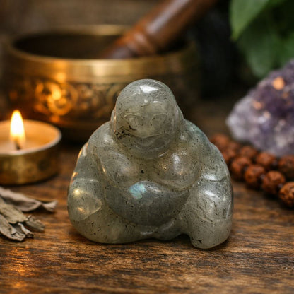 Gemstone Buddha, 2.5x2.5x1cm, Labradorite