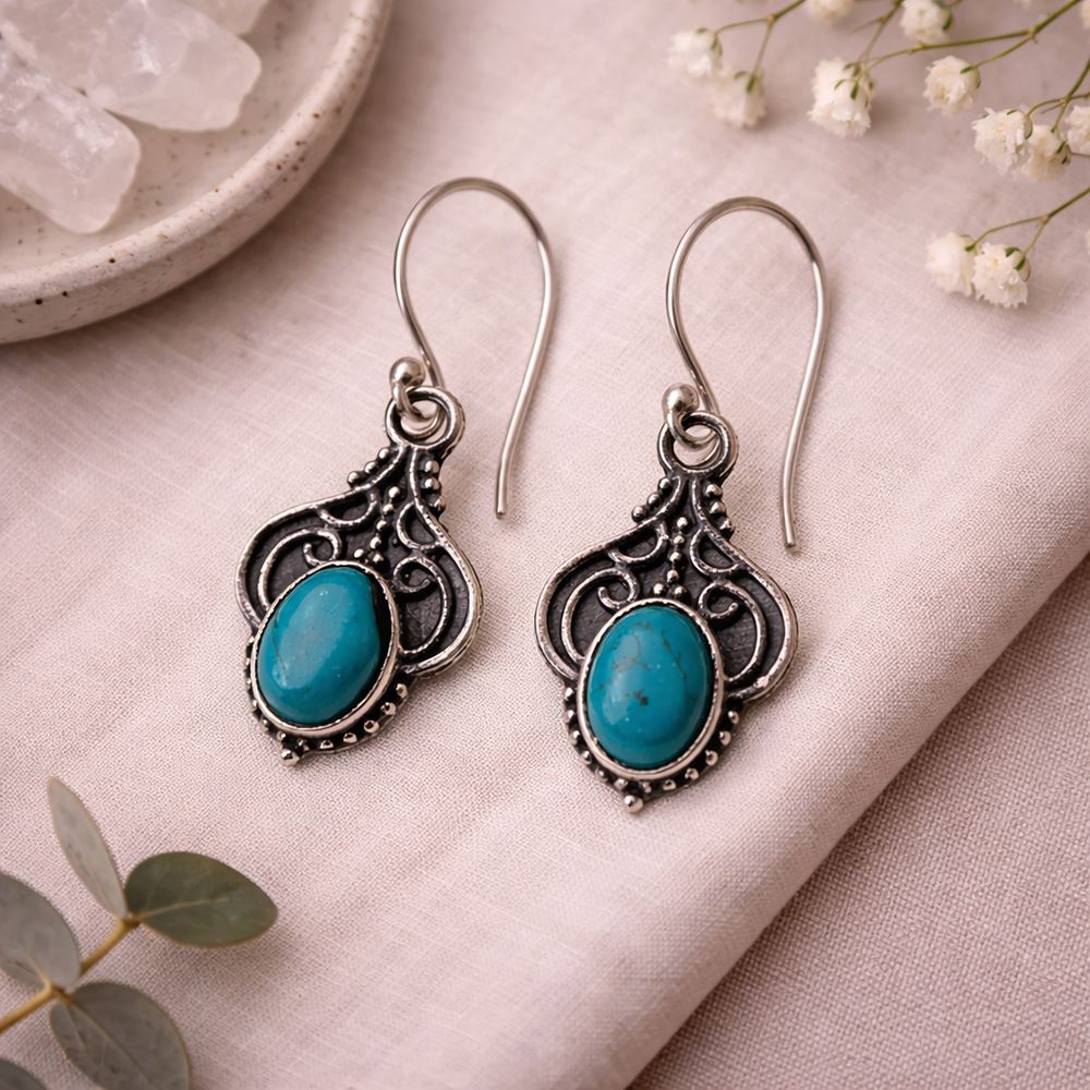 Silver-Plated Hanging Earwire Earrings (#02), 2x1cm