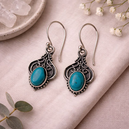 Silver-Plated Hanging Earwire Earrings (#02), 2x1cm