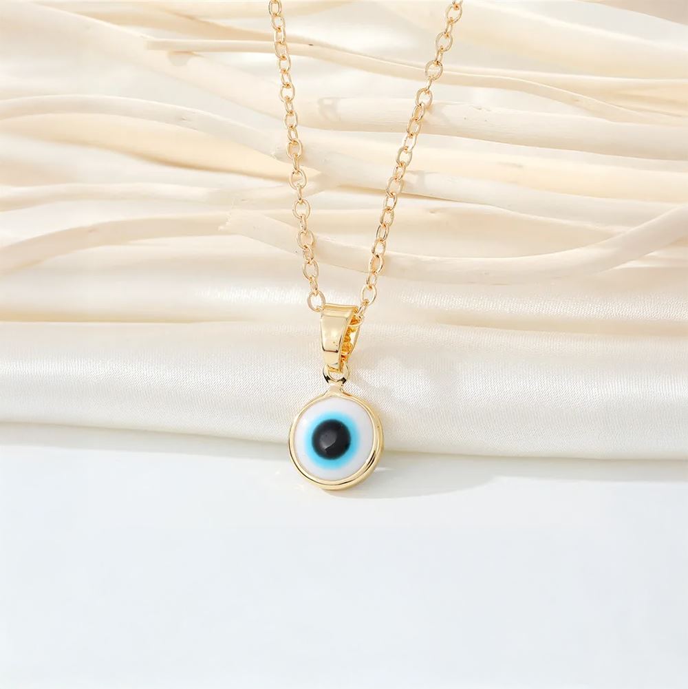 Evil Eye Pendant With Gold Chain, Coloured Collection