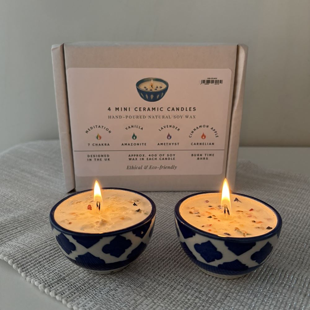 4 Mini Ceramic Bowl Candles