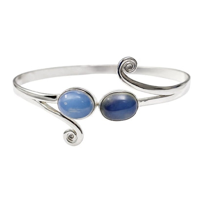 Silver-Plated Adjustable Oval Spiral Cuff Bangle - image 11