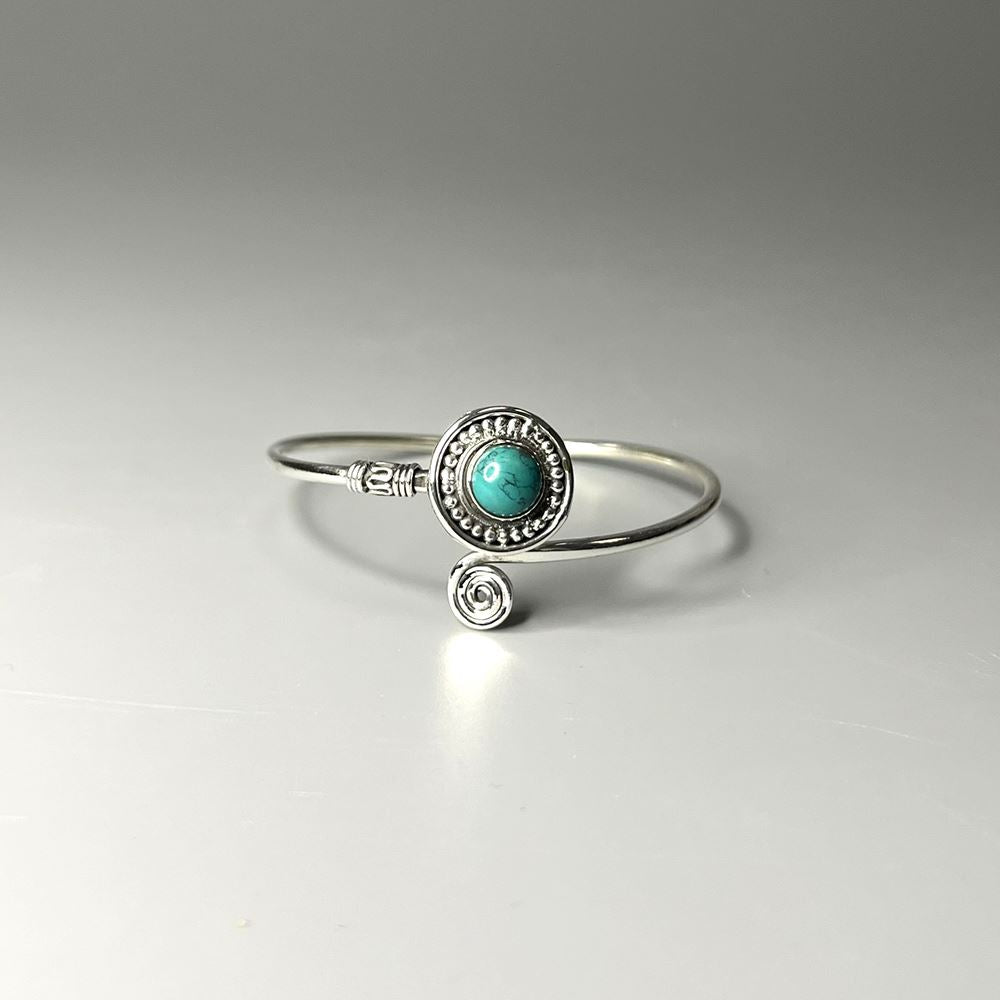 Silver-Plated Adjustable Boho Spiral Cuff Bangle - image 11