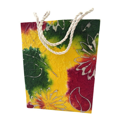 Mulberry Paper Gift Bag, Assorted Coloured Flower, 15x19x5.5cm, Single