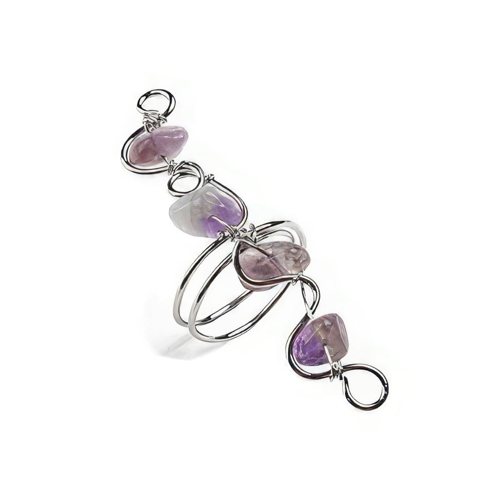 Wire-Wrapped Gemstone Chips Ring, Assorted