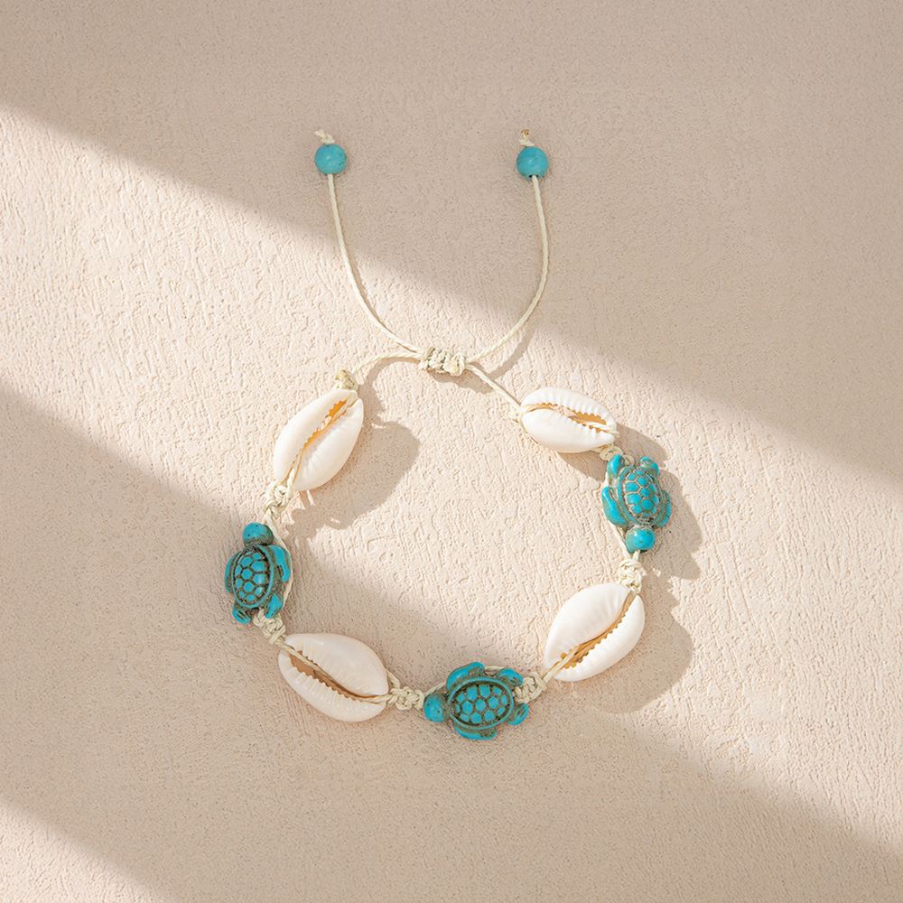 Cowrie Shell & Turquoise Turtle Bracelet