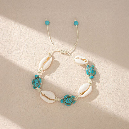 Cowrie Shell & Turquoise Turtle Bracelet